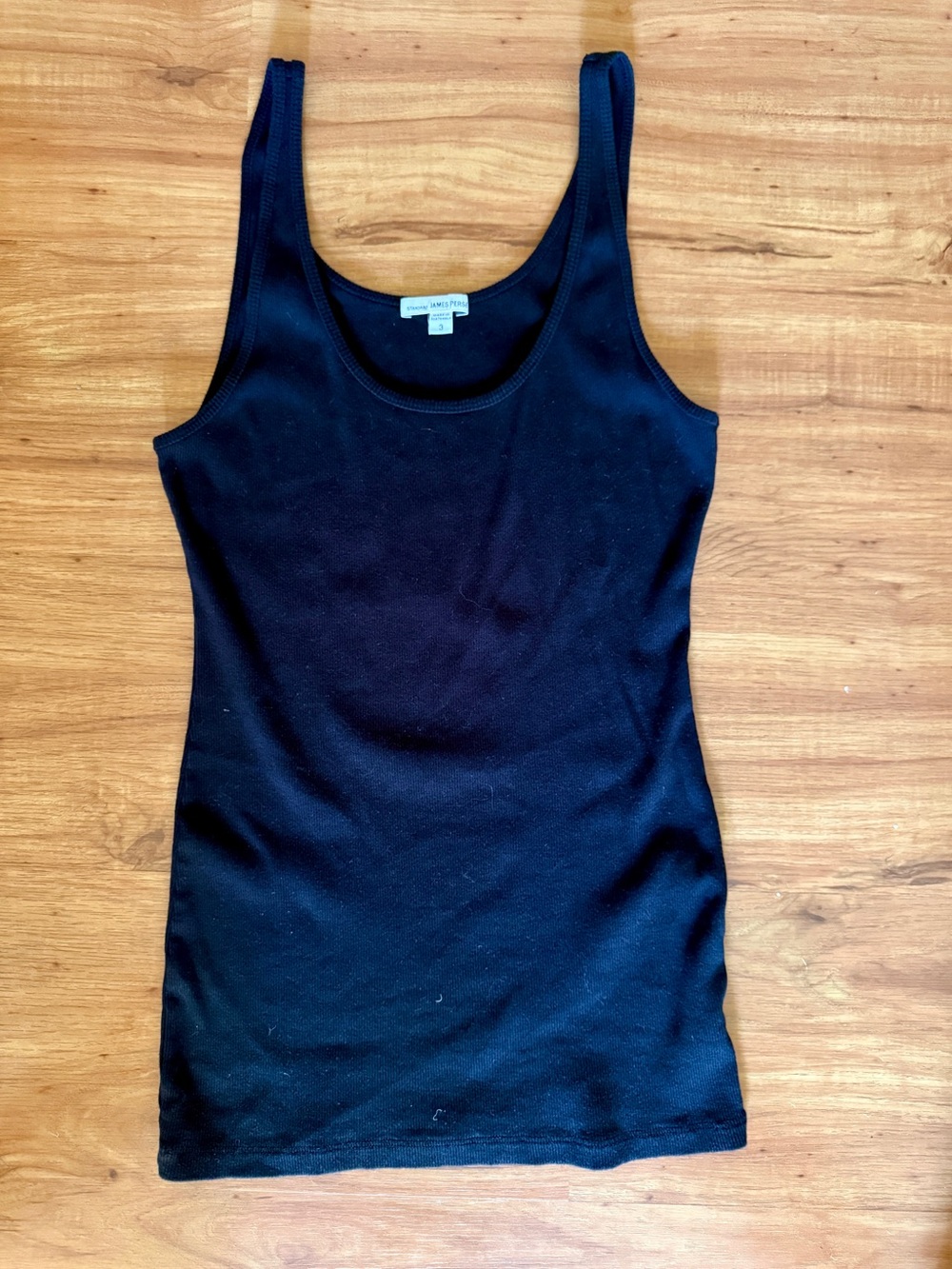 James Perse Black Ribbed Scoop Tank